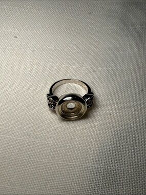 Lotti Dotties Black Rhinestone Flower Interchangeable Ring Base Size 7